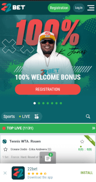 22Bet web-based mobile version